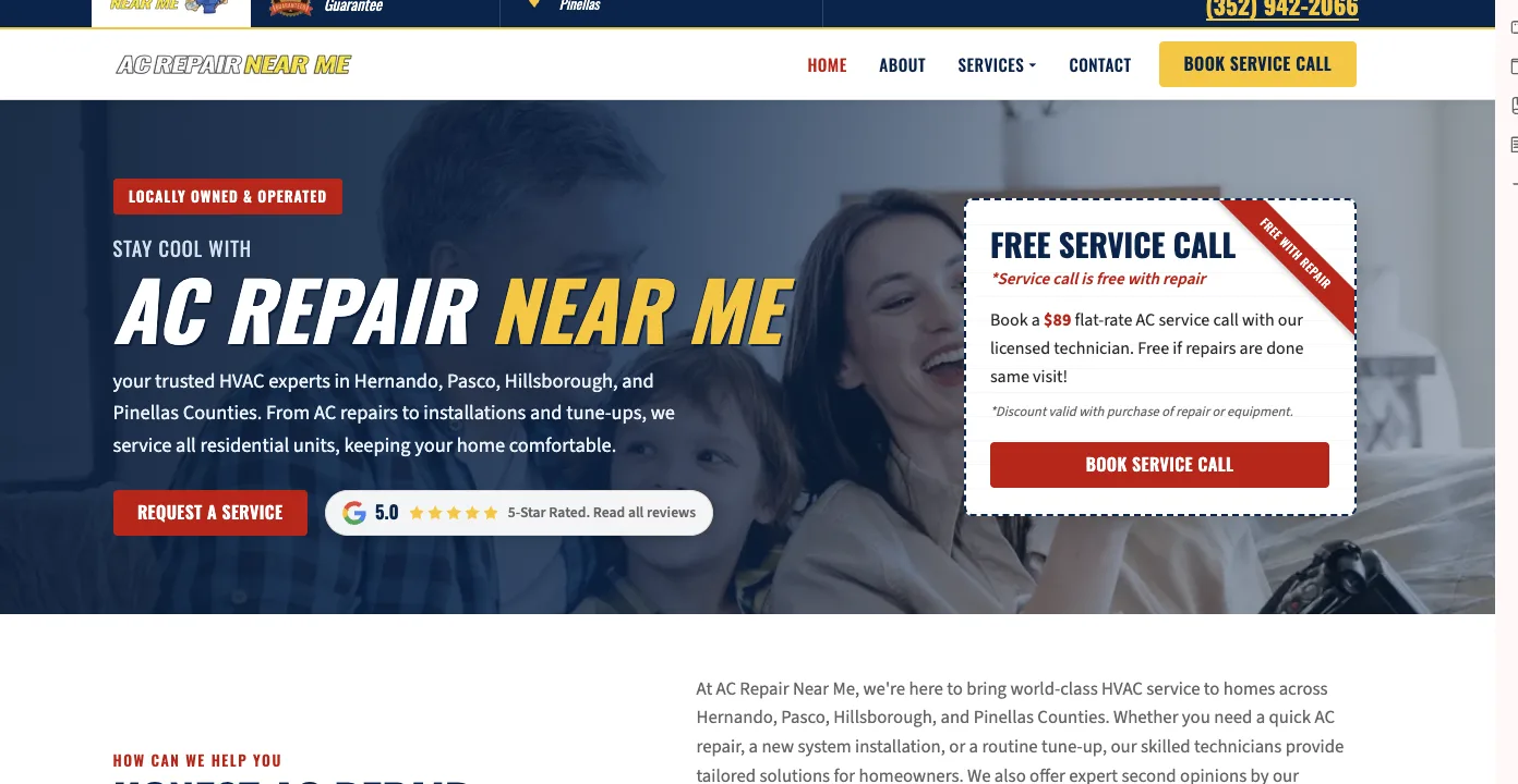 AC Repair Near Me website built by LocalRankings