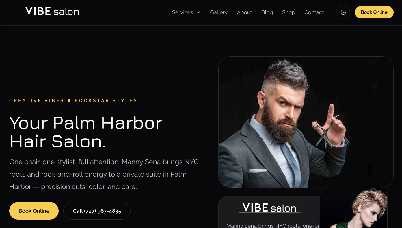 Vibe Salon website built by LocalRankings